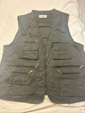 OlympinA Men's Multi-Pocket Cotton Utility Vest - Dark Charcoal Green Fishing Ph